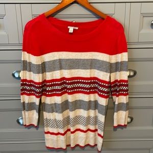 Halogen: 3/4 length sleeve light knit sweater, size large.